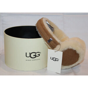 NIB UGG WOMEN'S GIRLS SUEDE SHEARLING‎ WIRED TECH CHESTNUT EAR MUFFS OSFA